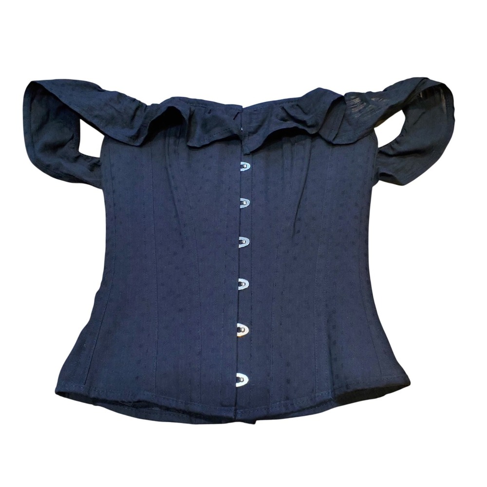 Corset Story Black Cotton Off Shoulder Ruffle Bustier Goth Victorian UKβ 6 US 2